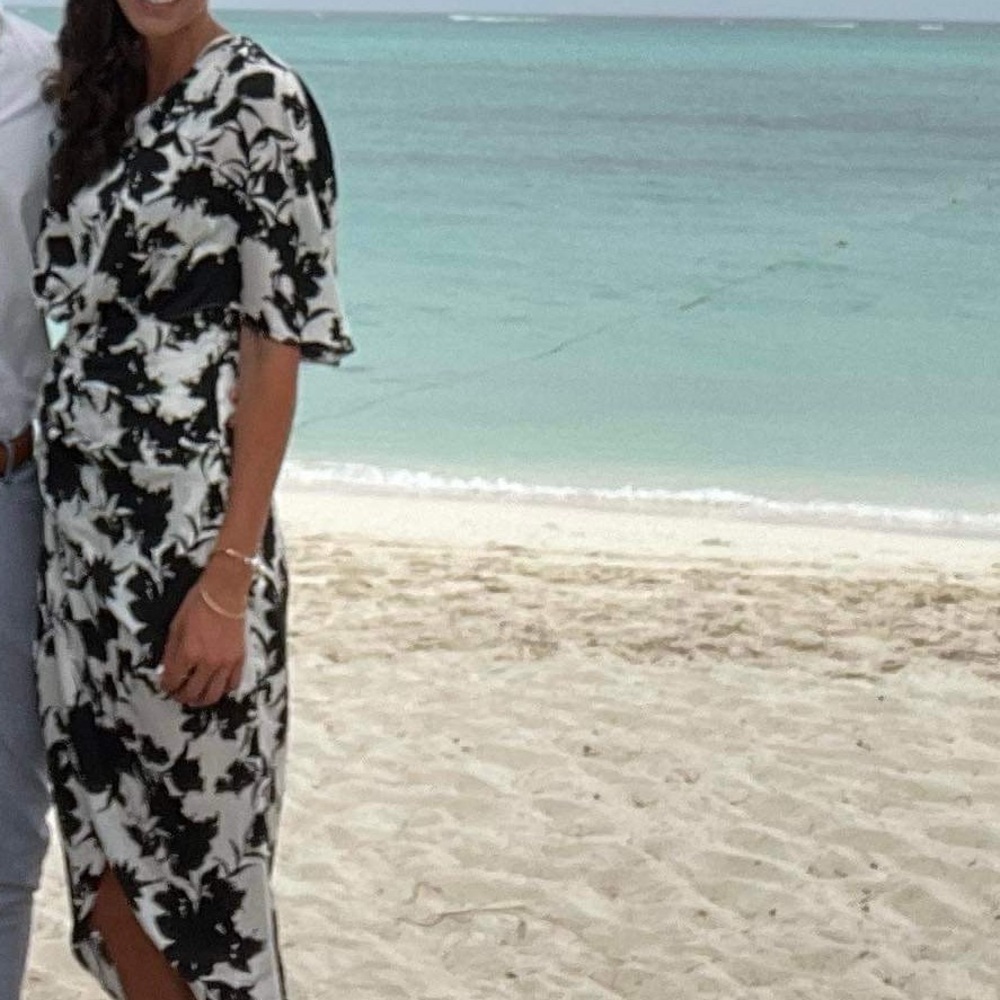 Black and white silk dress worn one time